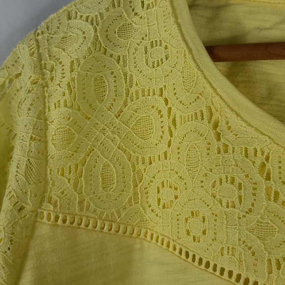 Yellow Cotton & Lace Lazer Cut Tee - Picture 6 of 8